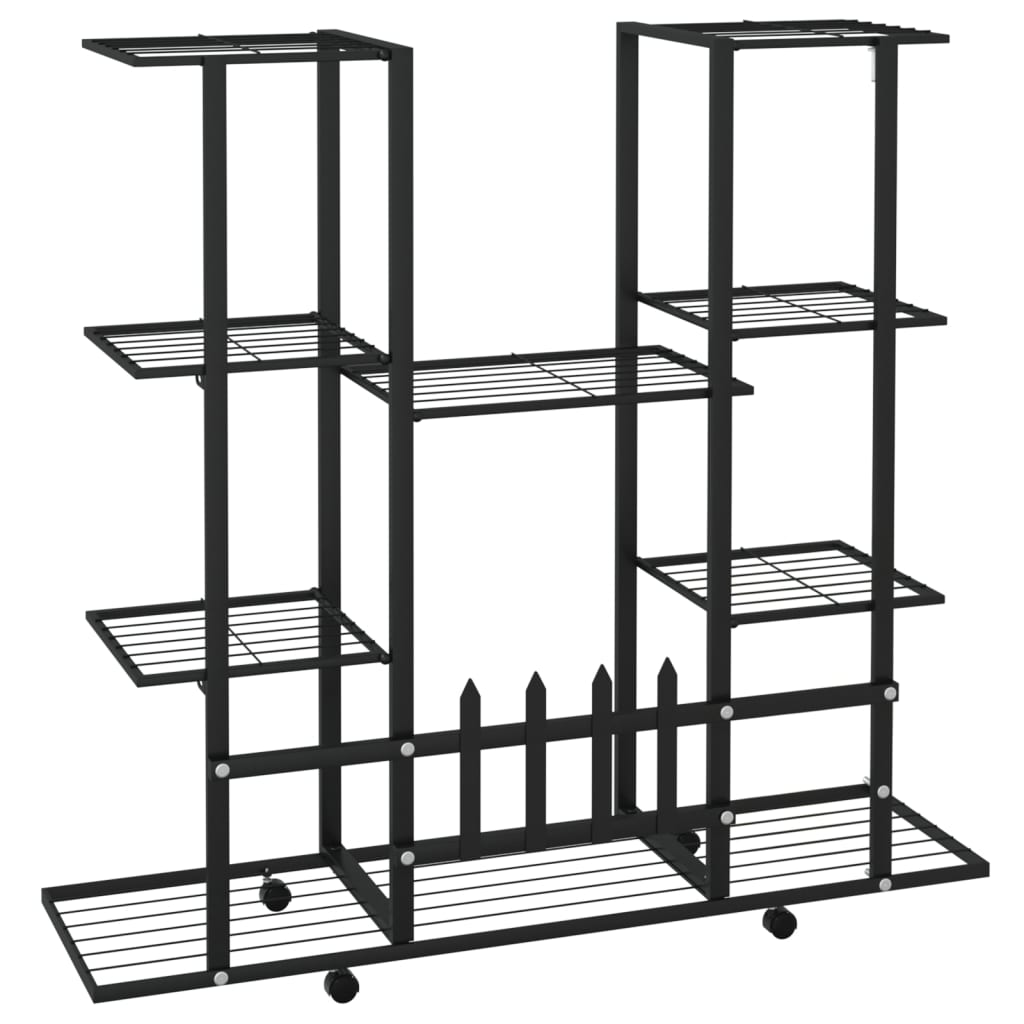 Jardinière avec roues 94,5x24,5x91,5 cm Noir Fer