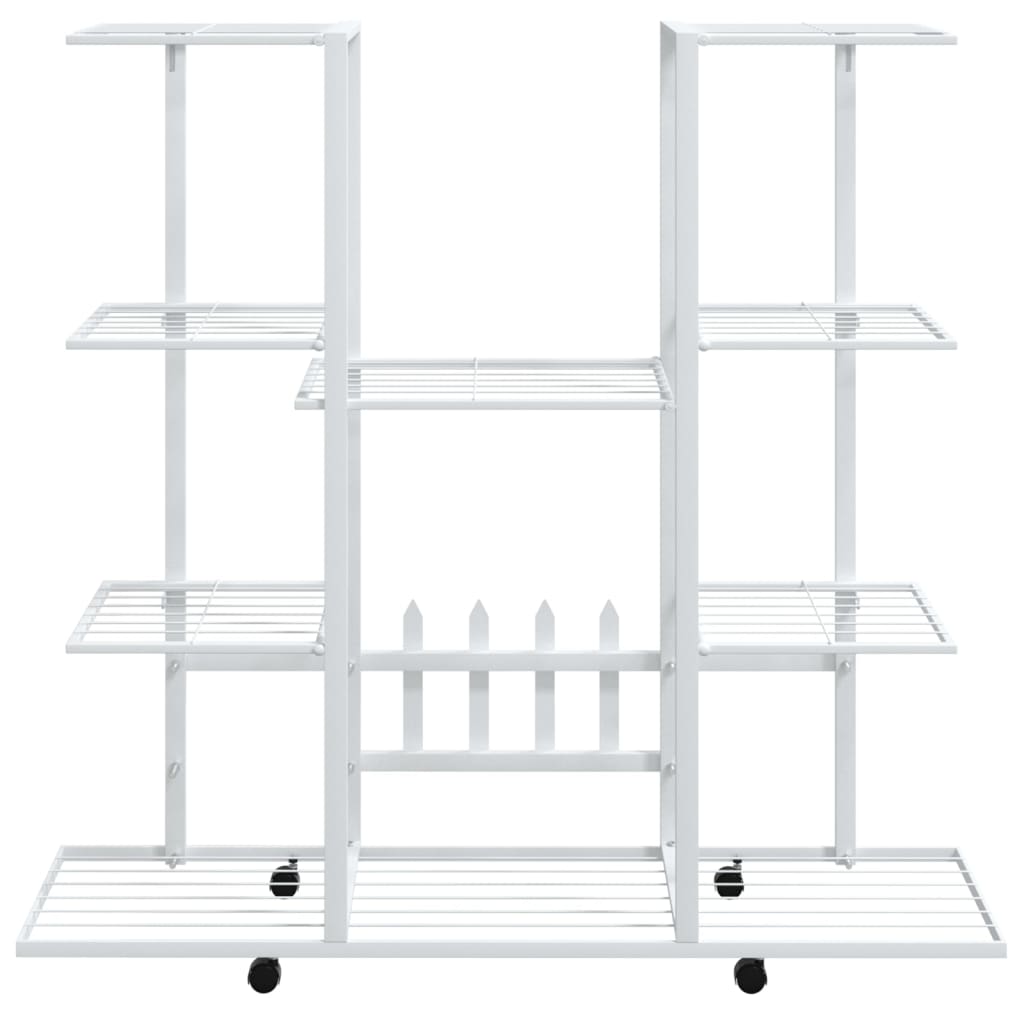 Jardinière avec roues 94,5x24,5x91,5 cm Blanc Fer