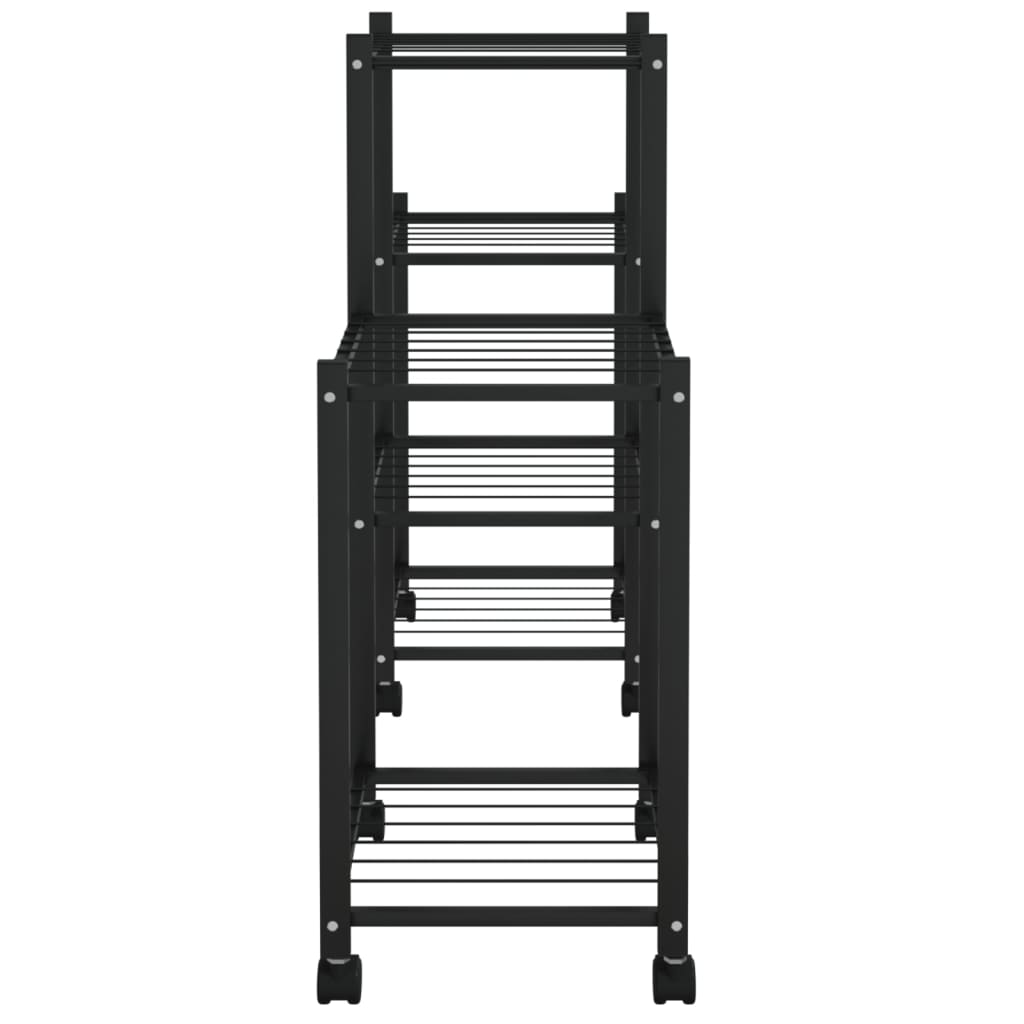 Jardinière avec roues 83x25x63,5 cm Noir Fer