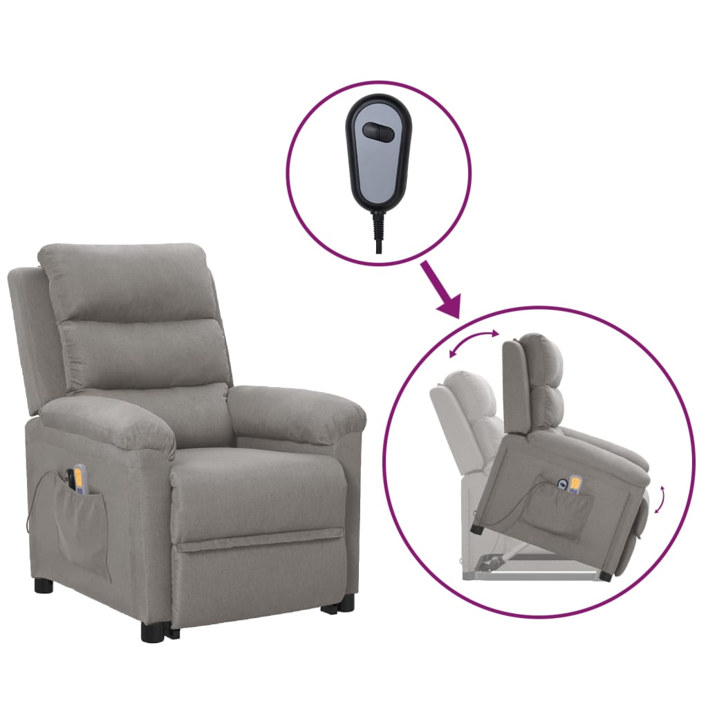 Fauteuil de massage inclinable Gris clair Tissu