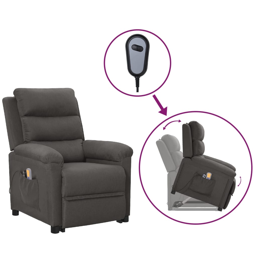 Fauteuil de massage inclinable Gris foncé Tissu