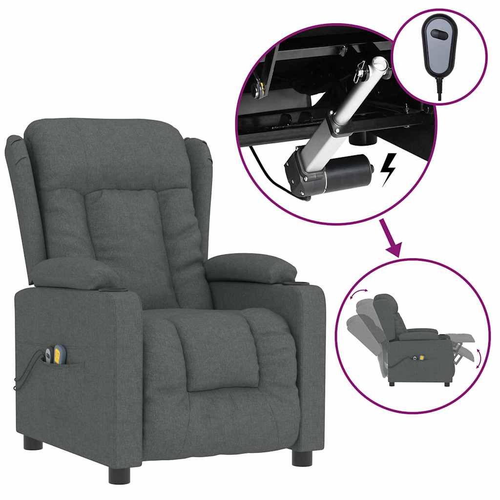 Fauteuil électrique de massage Gris foncé Tissu