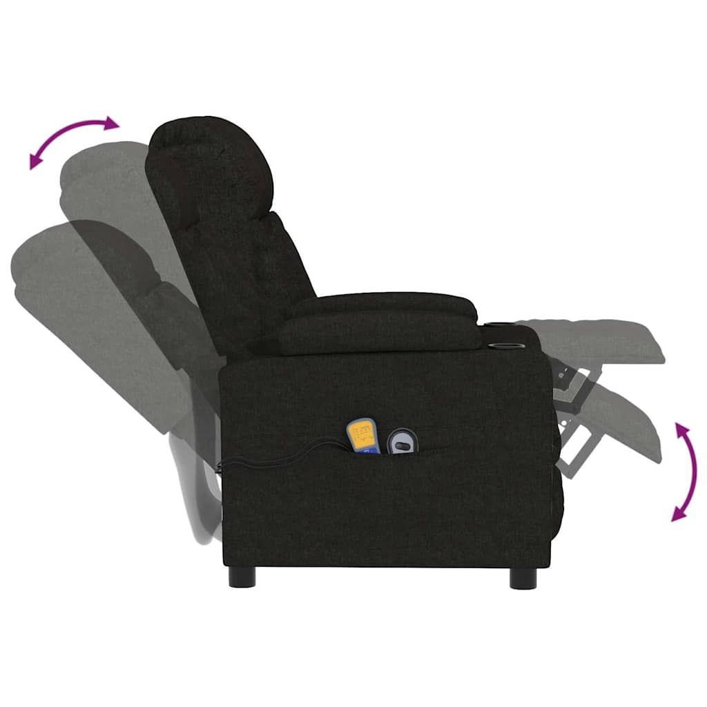 Fauteuil électrique de massage Noir Tissu