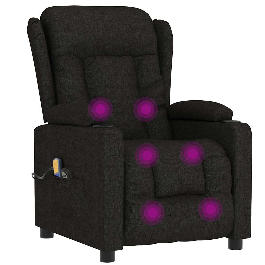 Fauteuil électrique de massage Noir Tissu