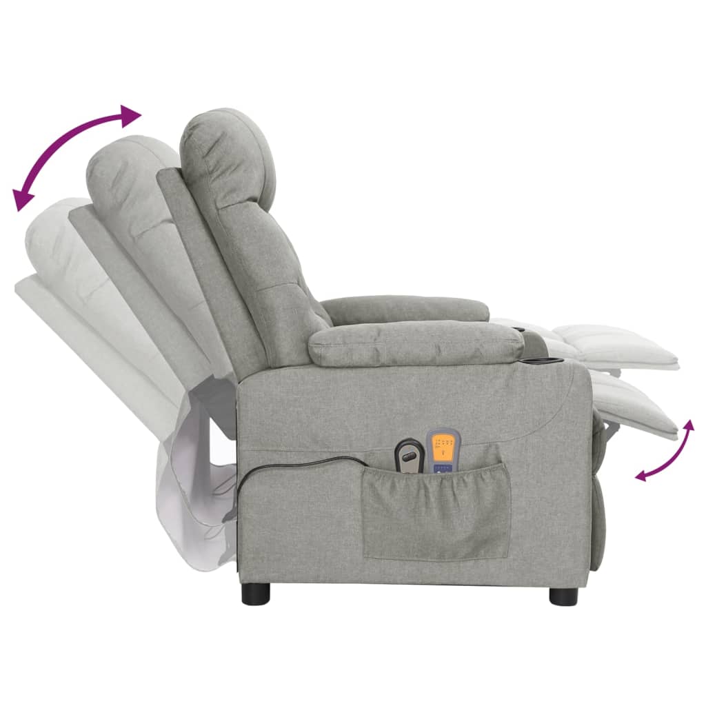 Fauteuil électrique de massage Gris clair Tissu