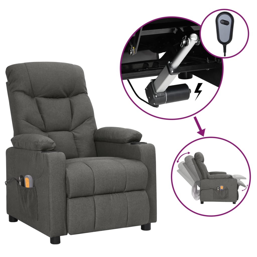 Fauteuil électrique de massage Gris foncé Tissu