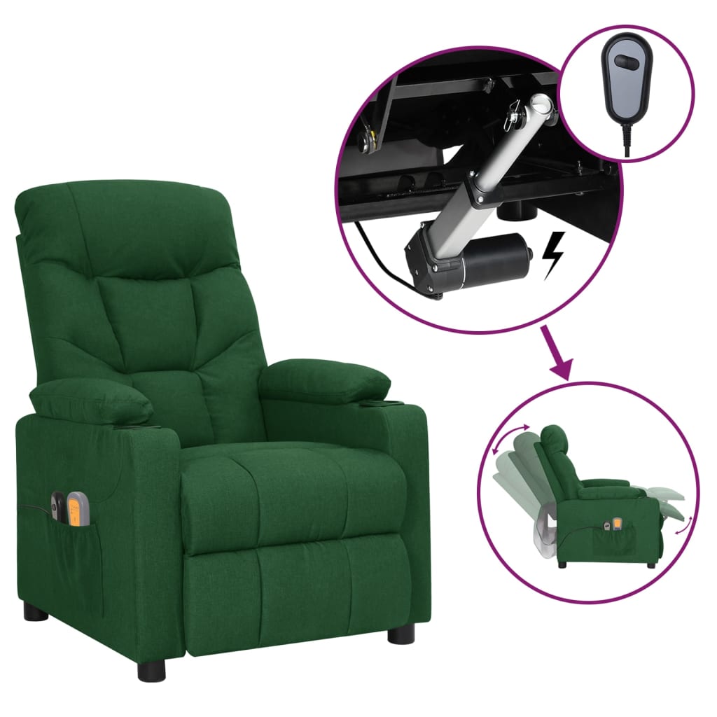 Fauteuil électrique de massage Vert foncé Tissu