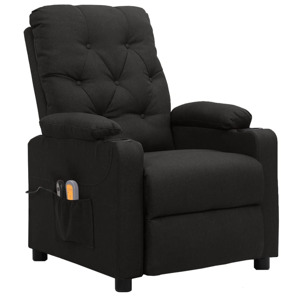 Fauteuil électrique de massage Noir Tissu