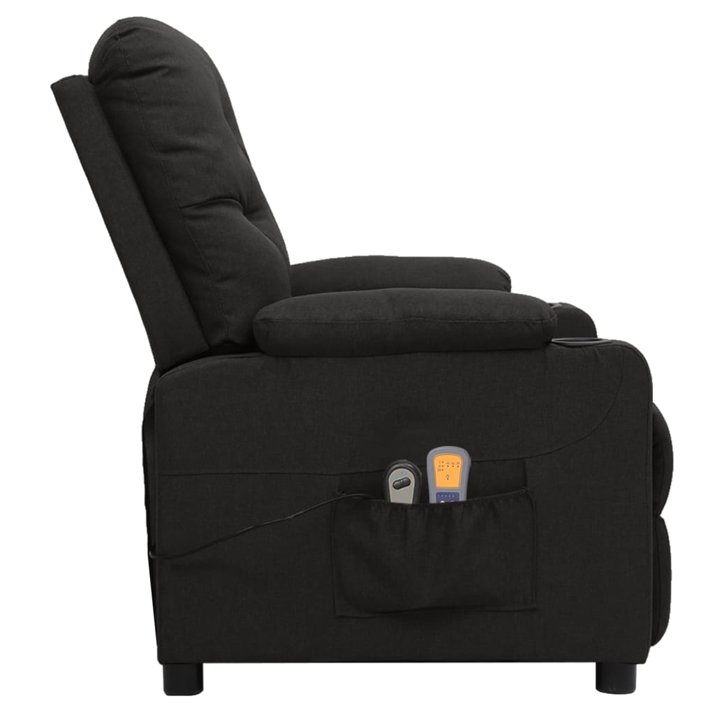 Fauteuil électrique de massage Noir Tissu