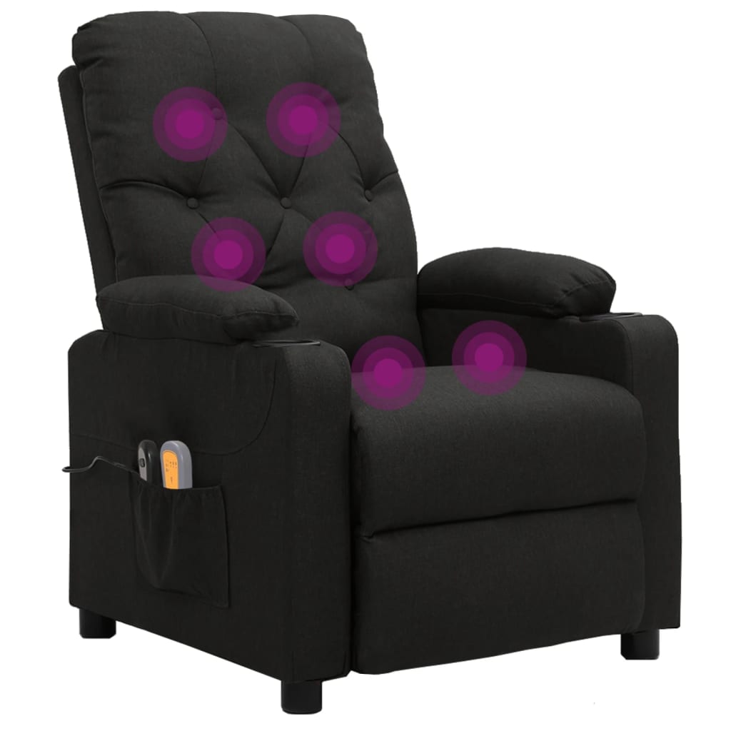 Fauteuil électrique de massage Noir Tissu