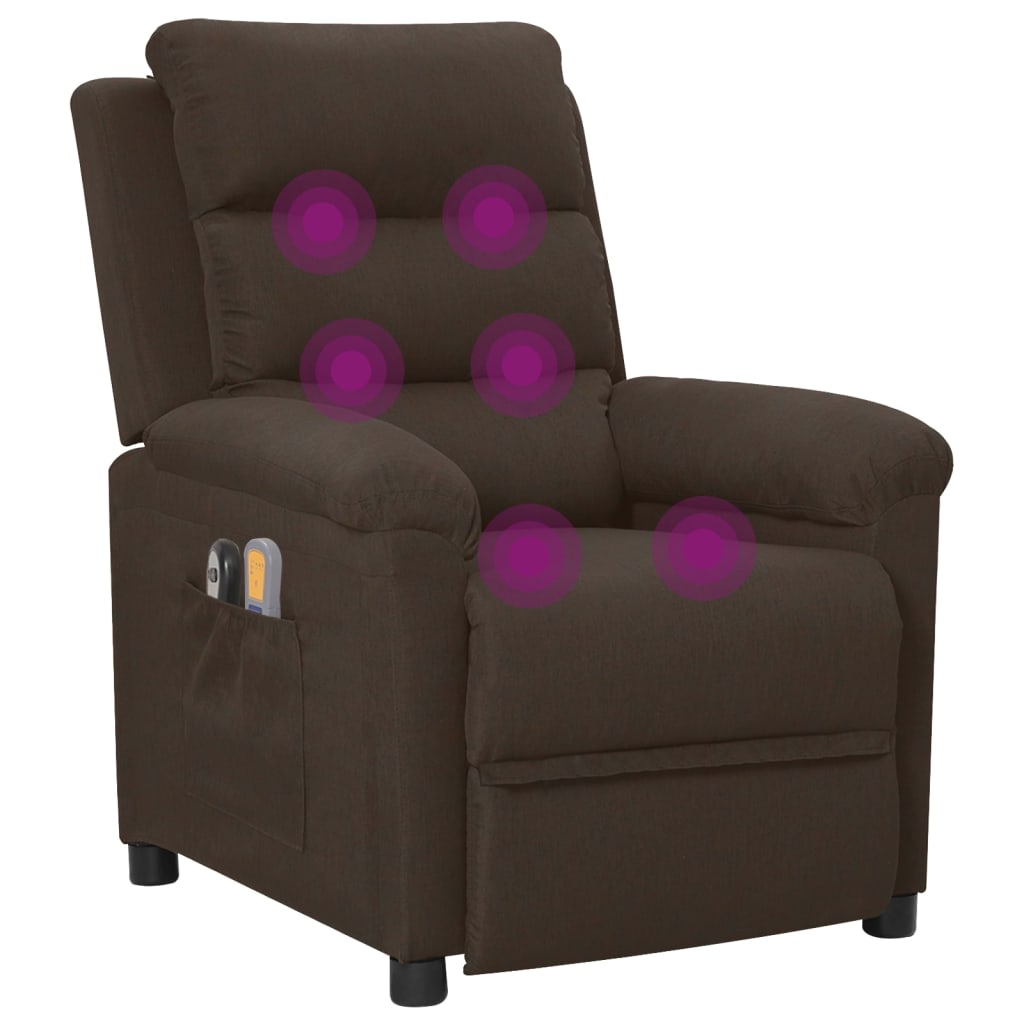 Fauteuil électrique de massage Marron foncé Tissu