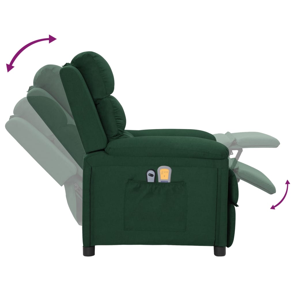 Fauteuil électrique de massage Vert foncé Tissu