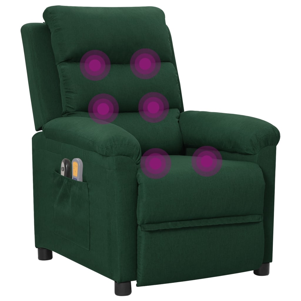 Fauteuil électrique de massage Vert foncé Tissu