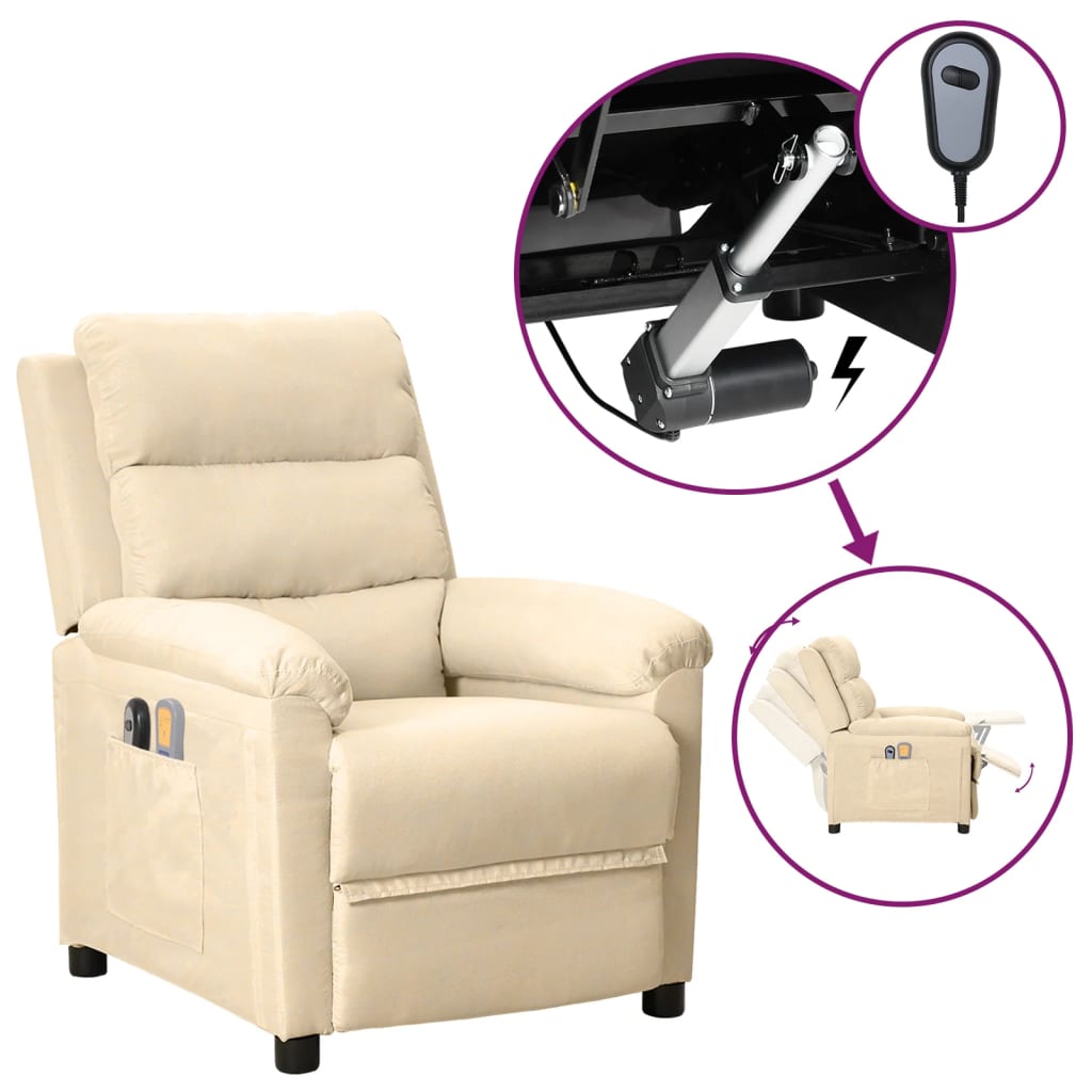 Fauteuil électrique de massage Crème Tissu