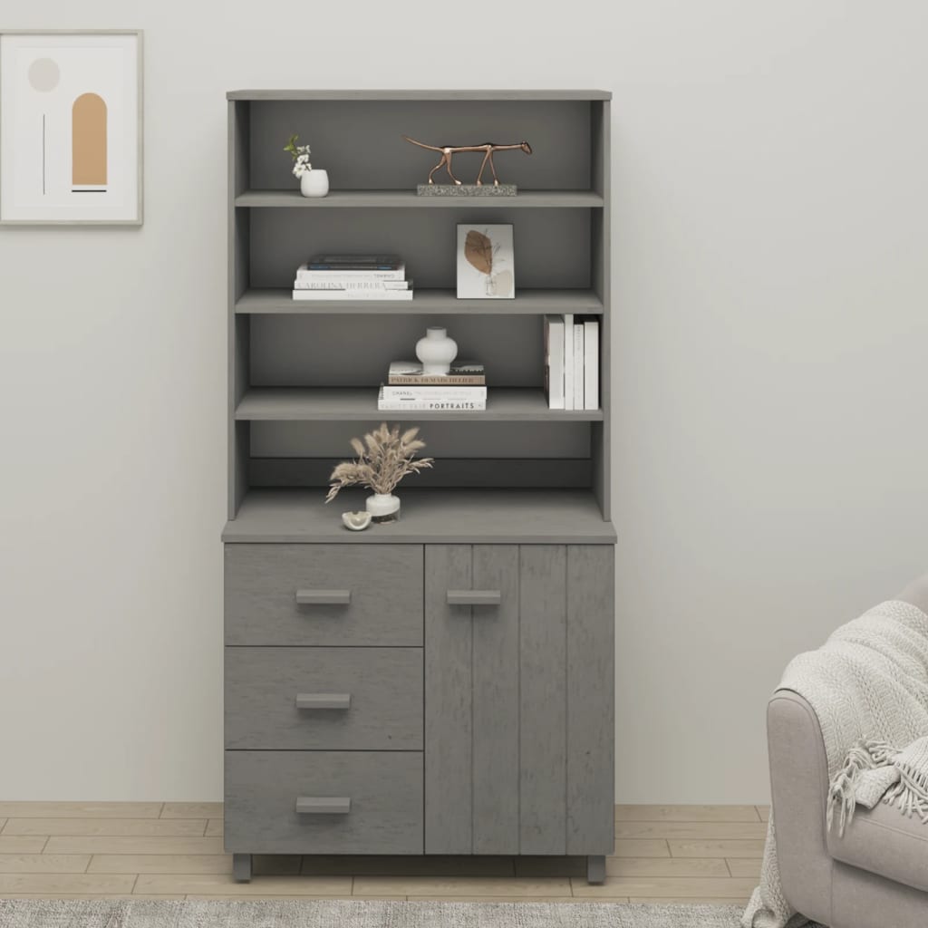 Buffet HAMAR Bois massif de pin Gris clair