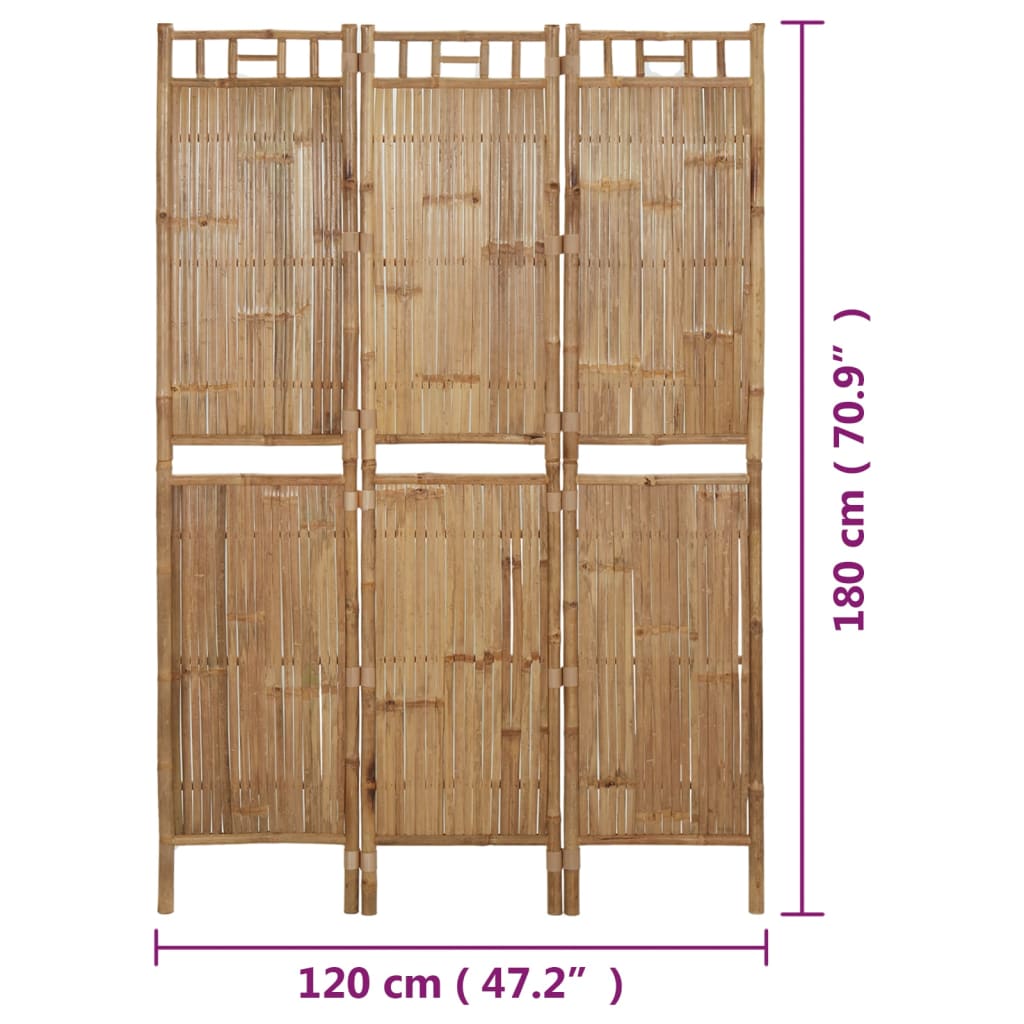 Cloison de séparation 3 panneaux Bambou 120x180 cm