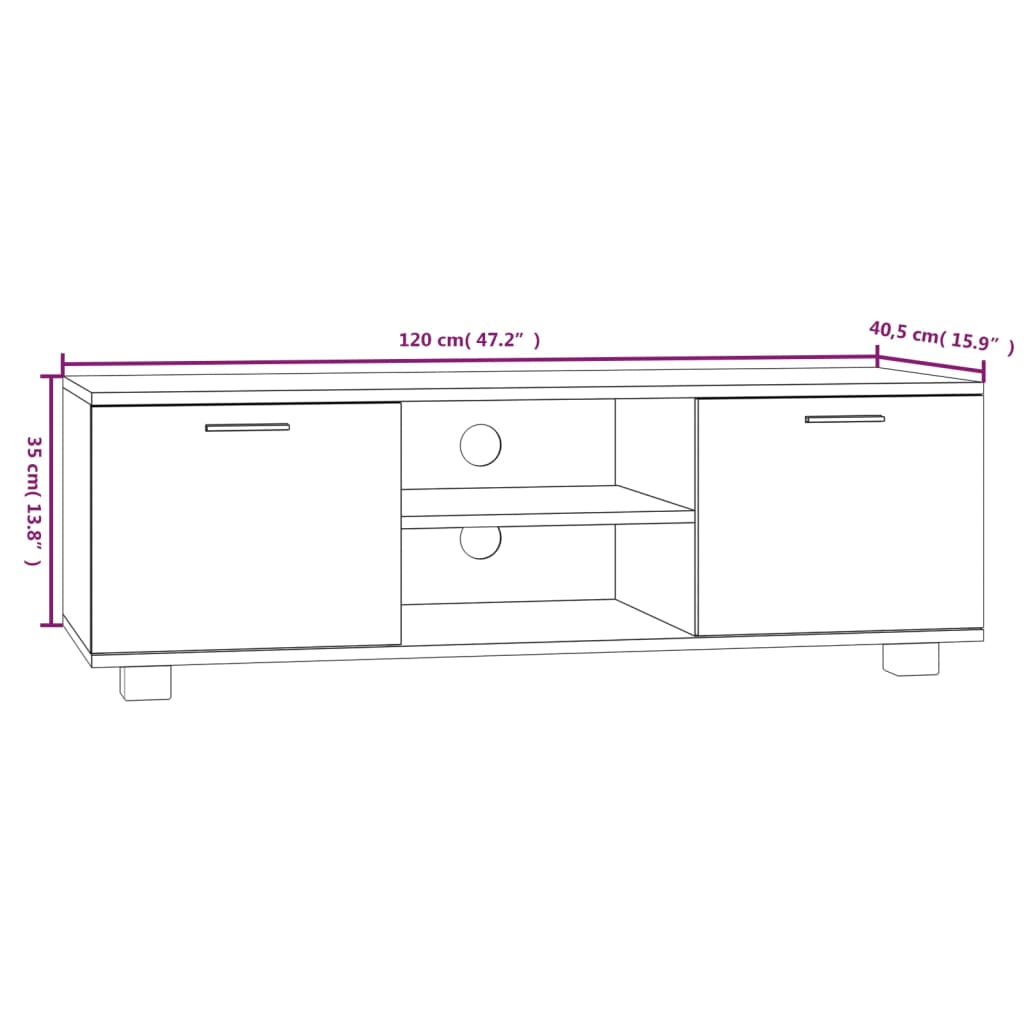 Meuble TV Gris béton 120x40,5x35 cm Bois d'ingénierie