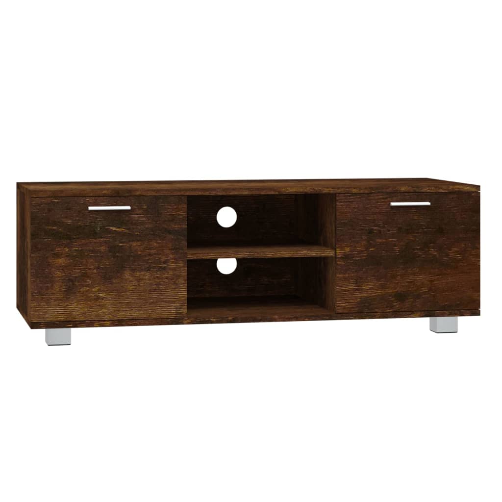 Meuble TV Chêne fumé 120x40,5x35 cm Bois d'ingénierie