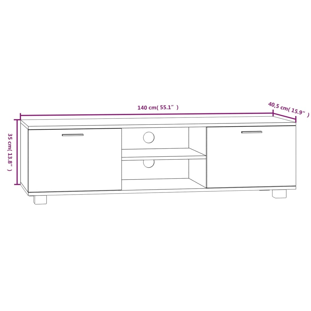 Meuble TV Blanc 140x40,5x35 cm Bois d'ingénierie