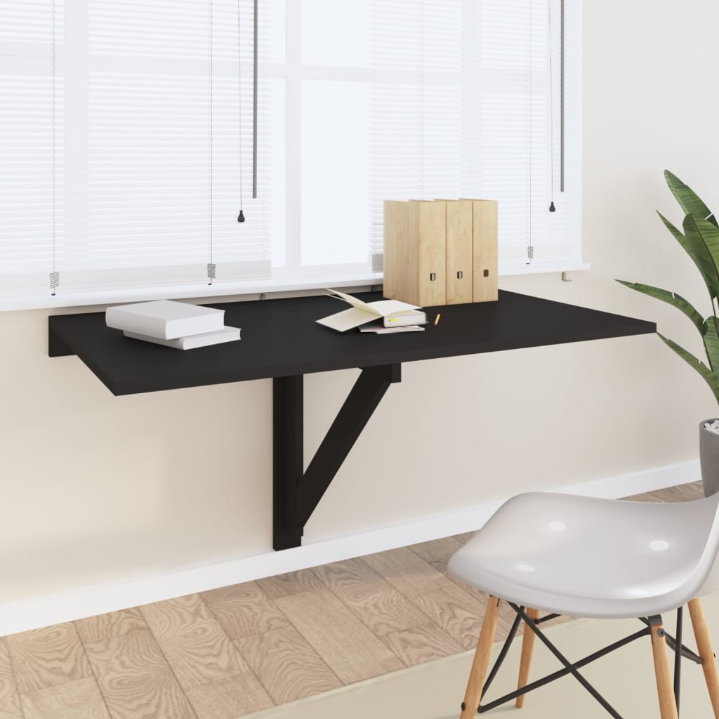 Table murale pliable Noir 100x60x56 cm Bois d'ingénierie