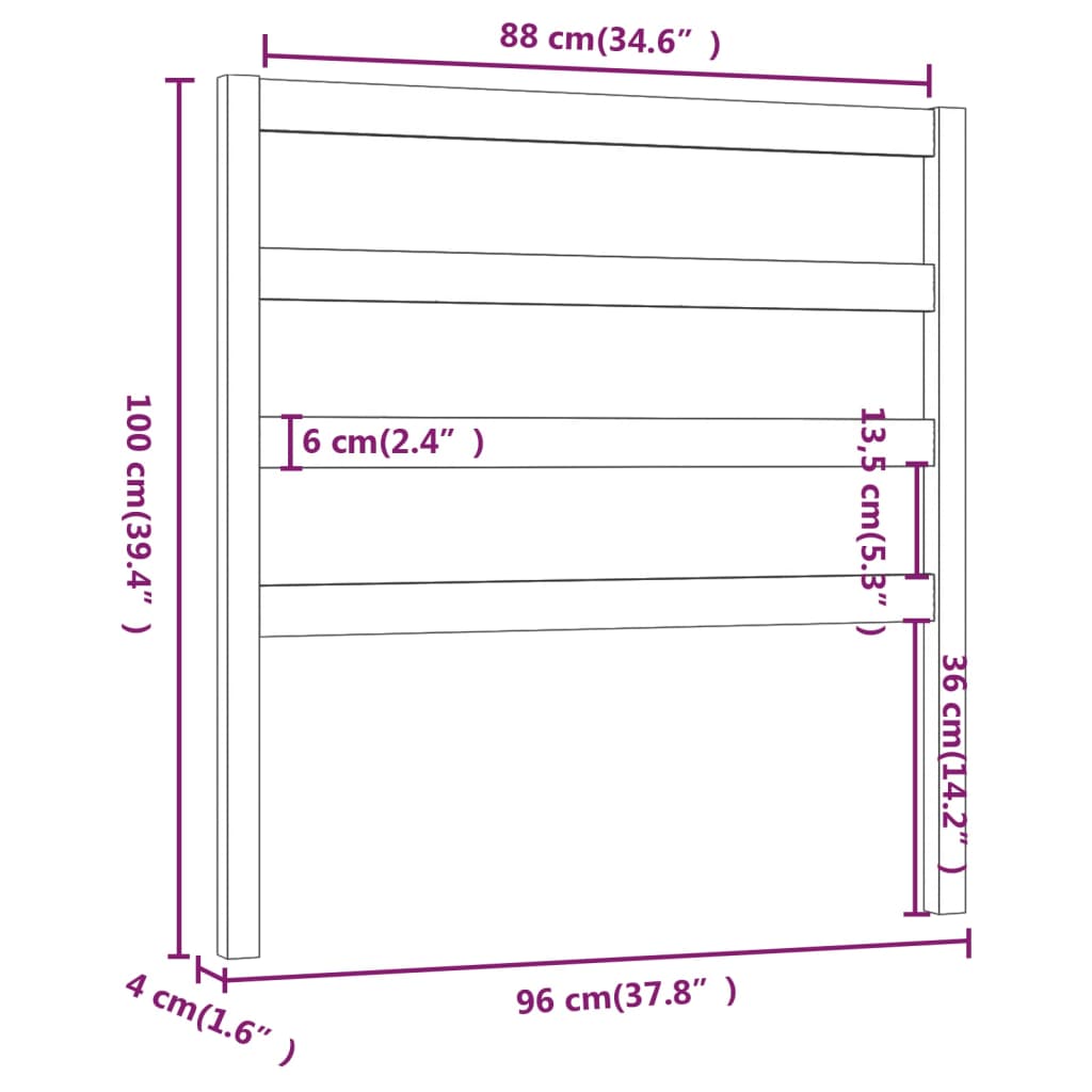 Tête de lit Blanc 96x4x100 cm Bois massif de pin