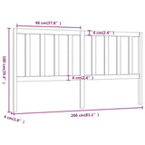 Tête de lit Blanc 206x4x100 cm Bois massif de pin
