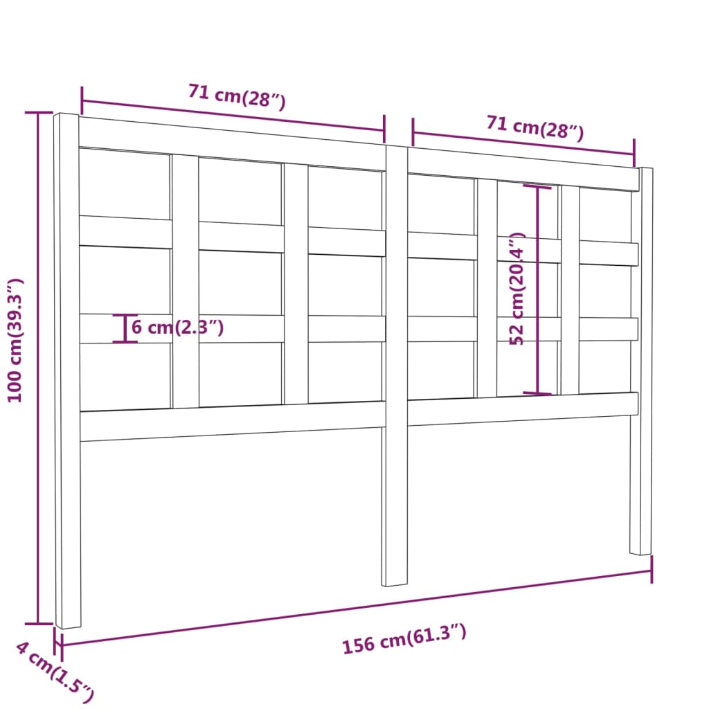 Tête de lit Blanc 156x4x100 cm Bois massif de pin