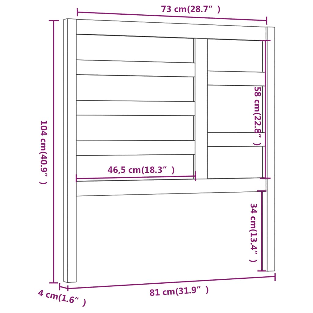 Tête de lit Blanc 81x4x104 cm Bois massif de pin