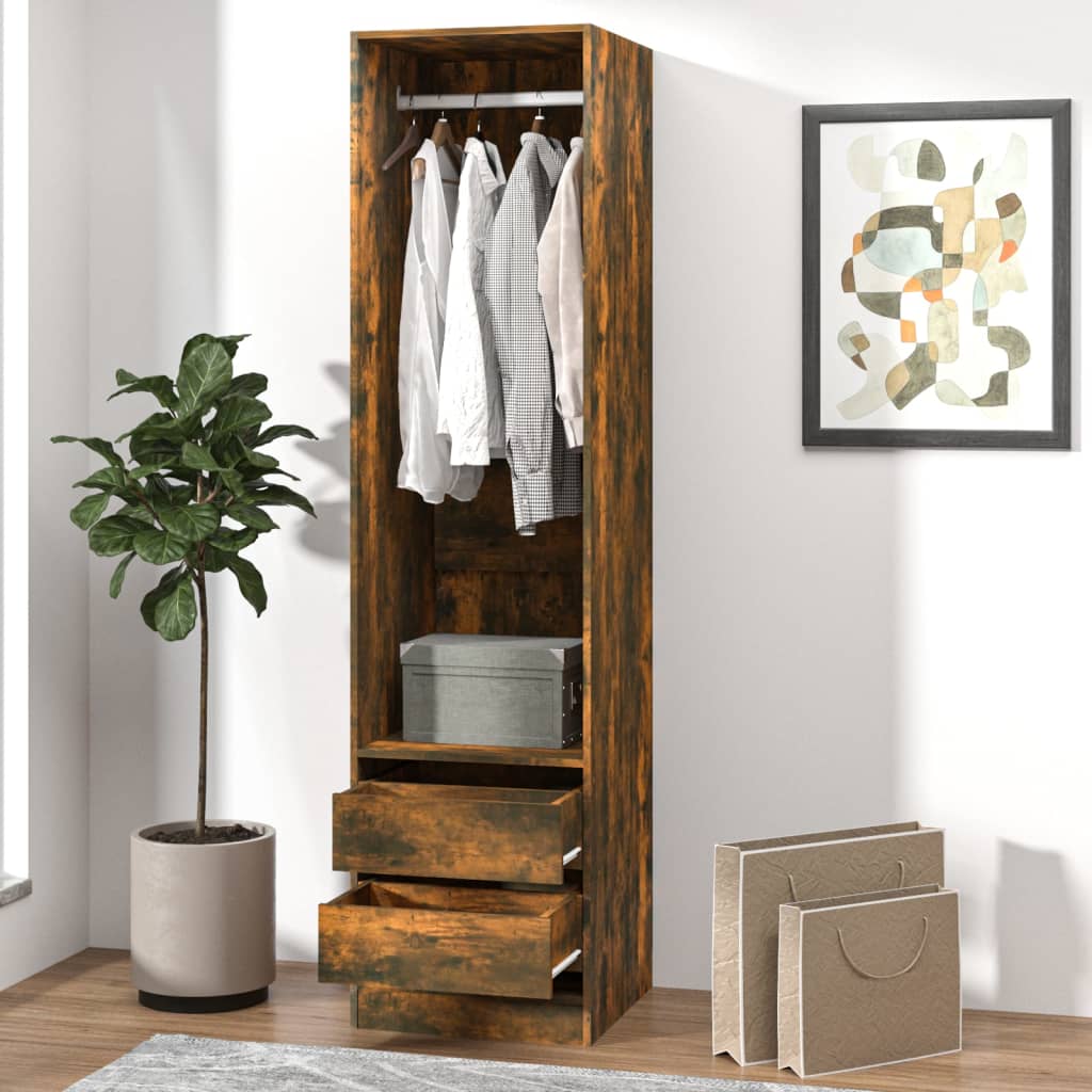 Armoire avec tiroirs Chêne fumé 50x50x200 cm Bois d'ingénierie