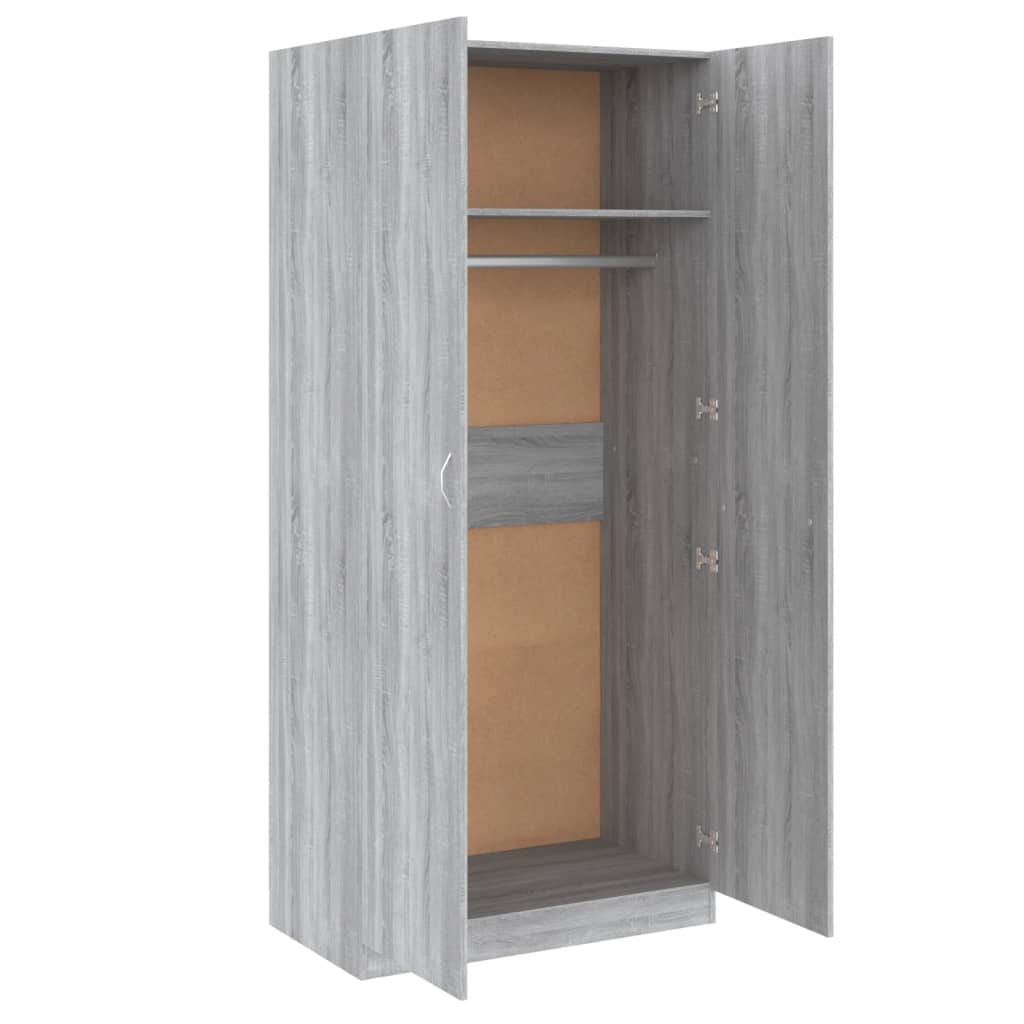 Sonoma grauer Kleiderschrank 90x52x200 cm Holzwerkstoff