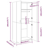 Sonoma grauer Kleiderschrank 90x52x200 cm Holzwerkstoff