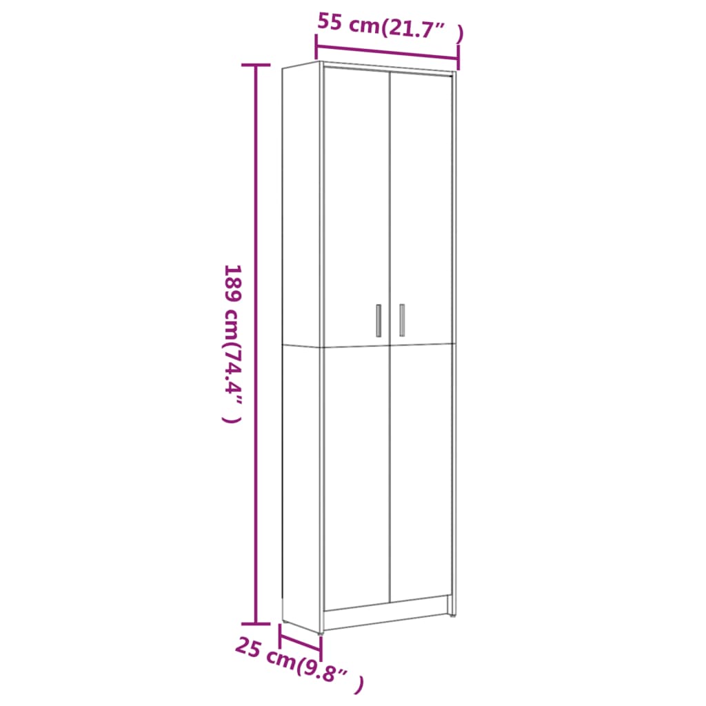 Garde-robe couloir Sonoma gris 55x25x189 cm Bois d'ingénierie