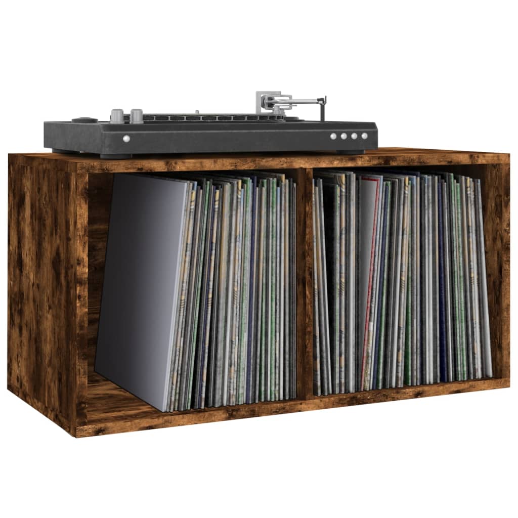 Boîte de rangement à disques vinyle Chêne fumé 71x34x36 cm Bois