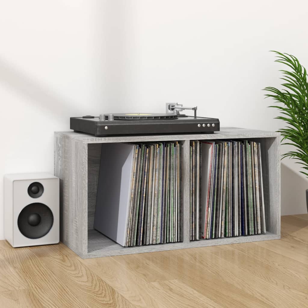 Boîte de rangement à disques vinyle Sonoma gris 71x34x36 cm