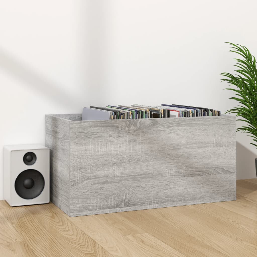 Boîte de rangement à disques vinyle Sonoma gris 71x34x36 cm