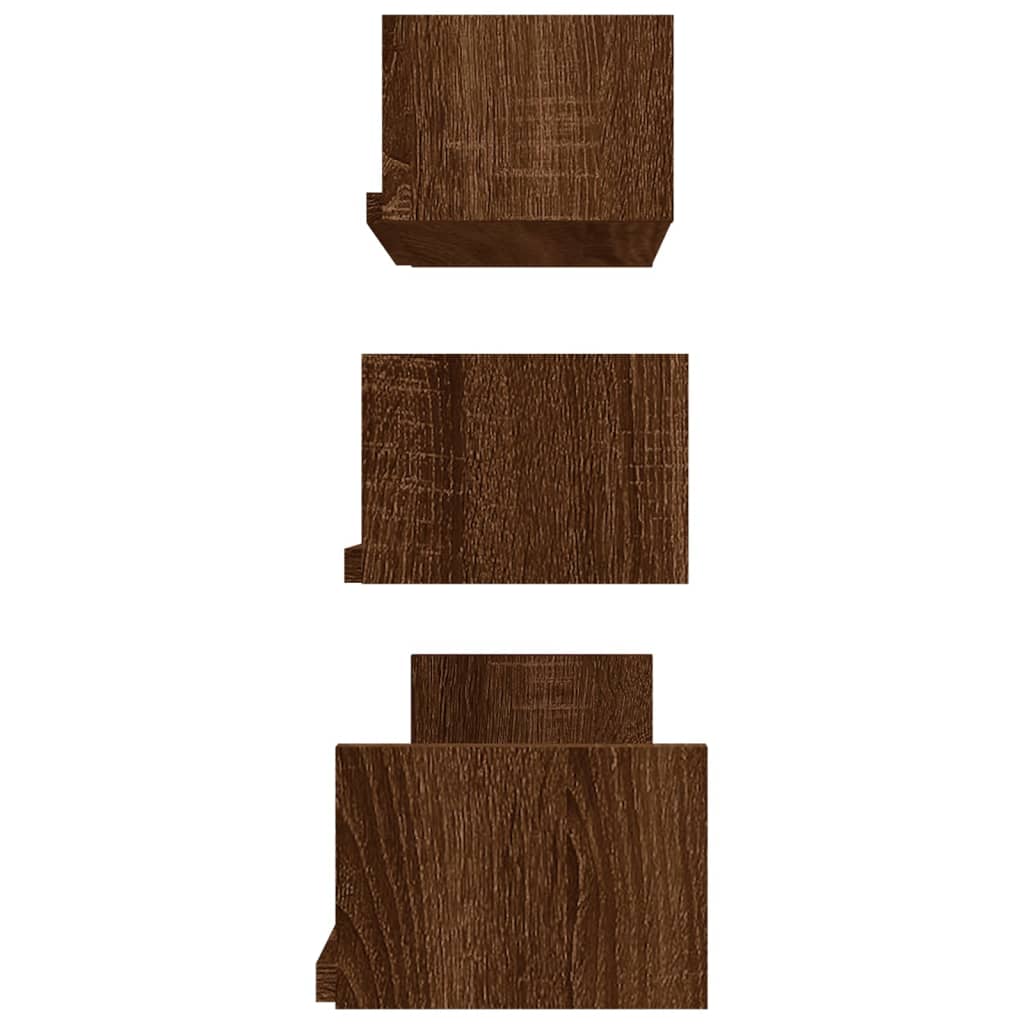 Étagères murales d'affichage 3 pcs Chêne marron Bois ingénierie