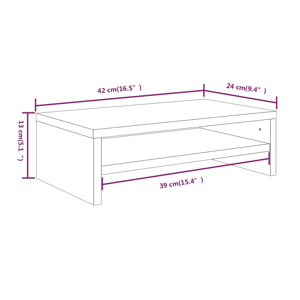 Support de moniteur Sonoma gris 42x24x13 cm Bois d'ingénierie