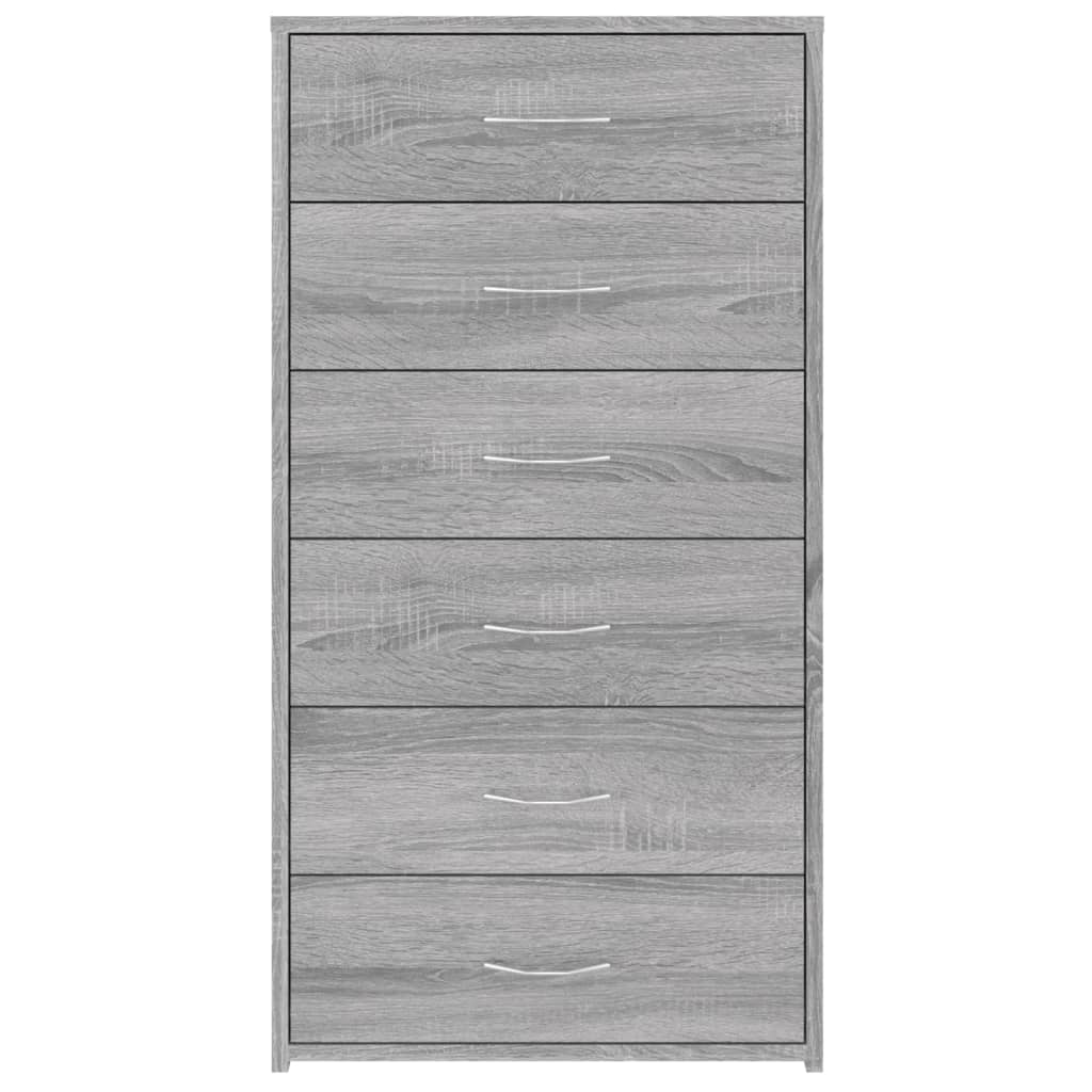 Buffet avec 6 tiroirs Sonoma gris 50x34x96 cm Bois d'ingénierie