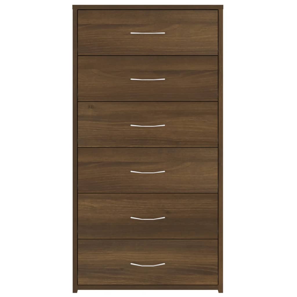 Buffet avec 6 tiroirs Chêne brun 50x34x96 cm Bois d'ingénierie