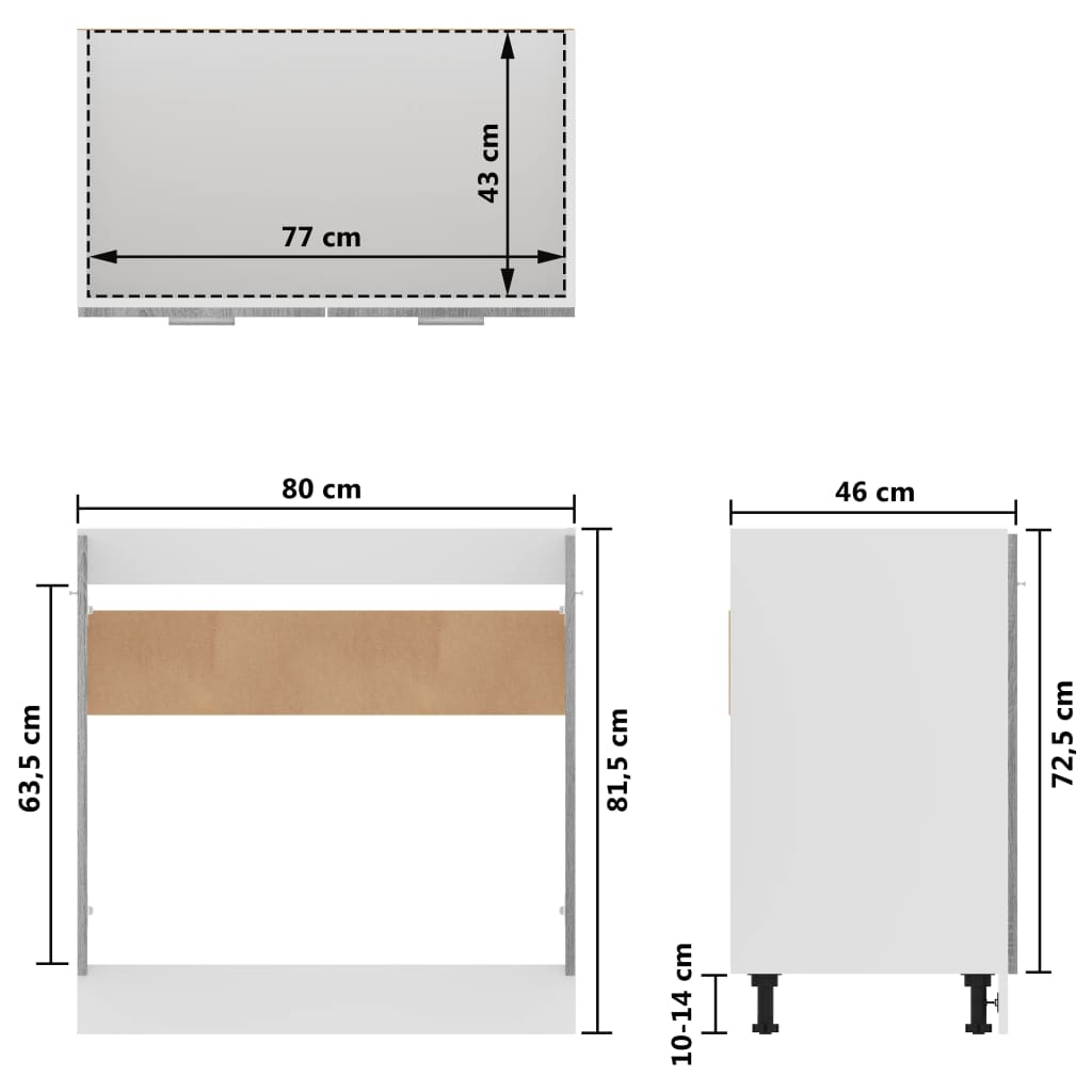 Armoire de plancher d'évier Sonoma gris 80x46x81,5 cm