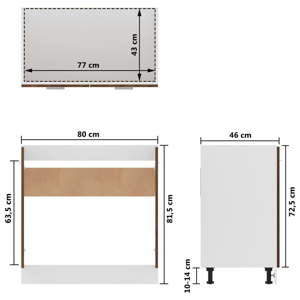 Armoire de plancher d'évier Chêne marron 80x46x81,5 cm