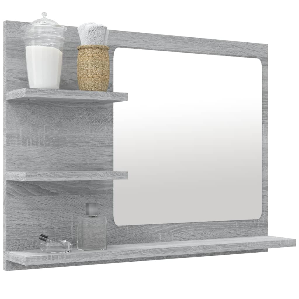 Miroir de bain Sonoma gris 60x10,5x45 cm Bois d'ingénierie