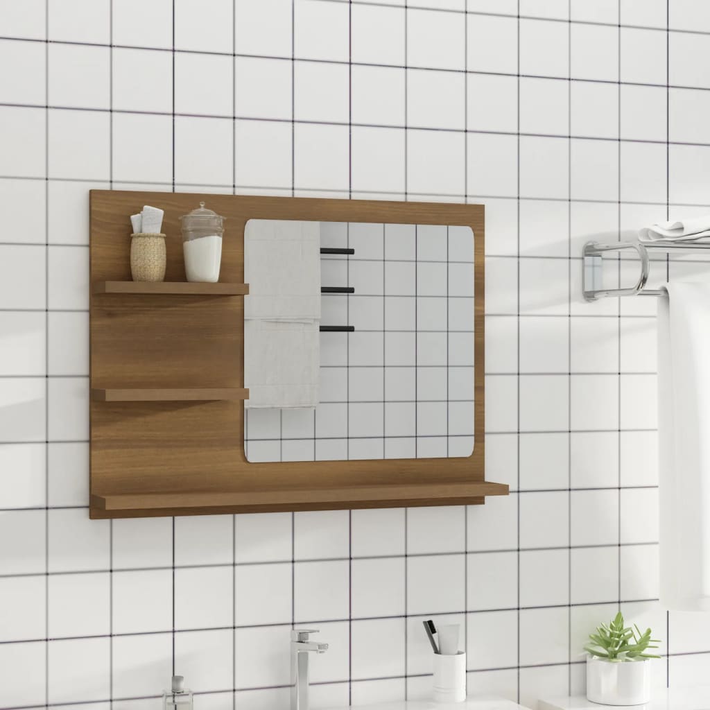 Miroir de bain Chêne marron 60x10,5x45 cm Bois d'ingénierie