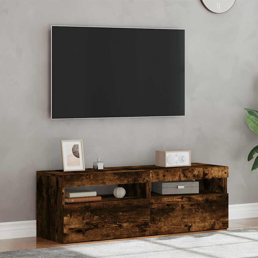 Meubles TV 2 pcs avec lumières LED Chêne fumé 60x35x40 cm