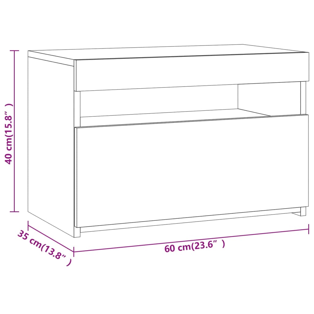 Meuble TV avec lumières LED Sonoma gris 60x35x40 cm