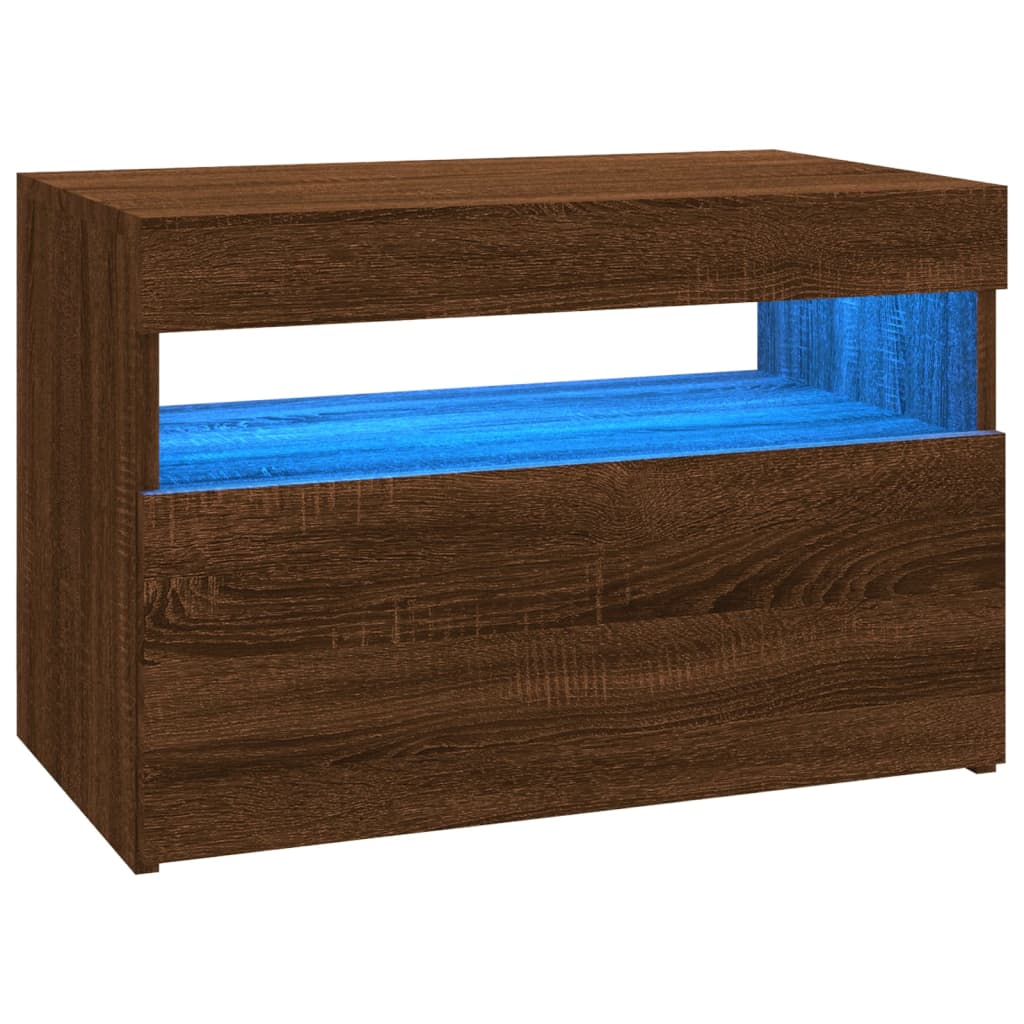 TV cabinet with LED lights Brown oak 60x35x40 cm