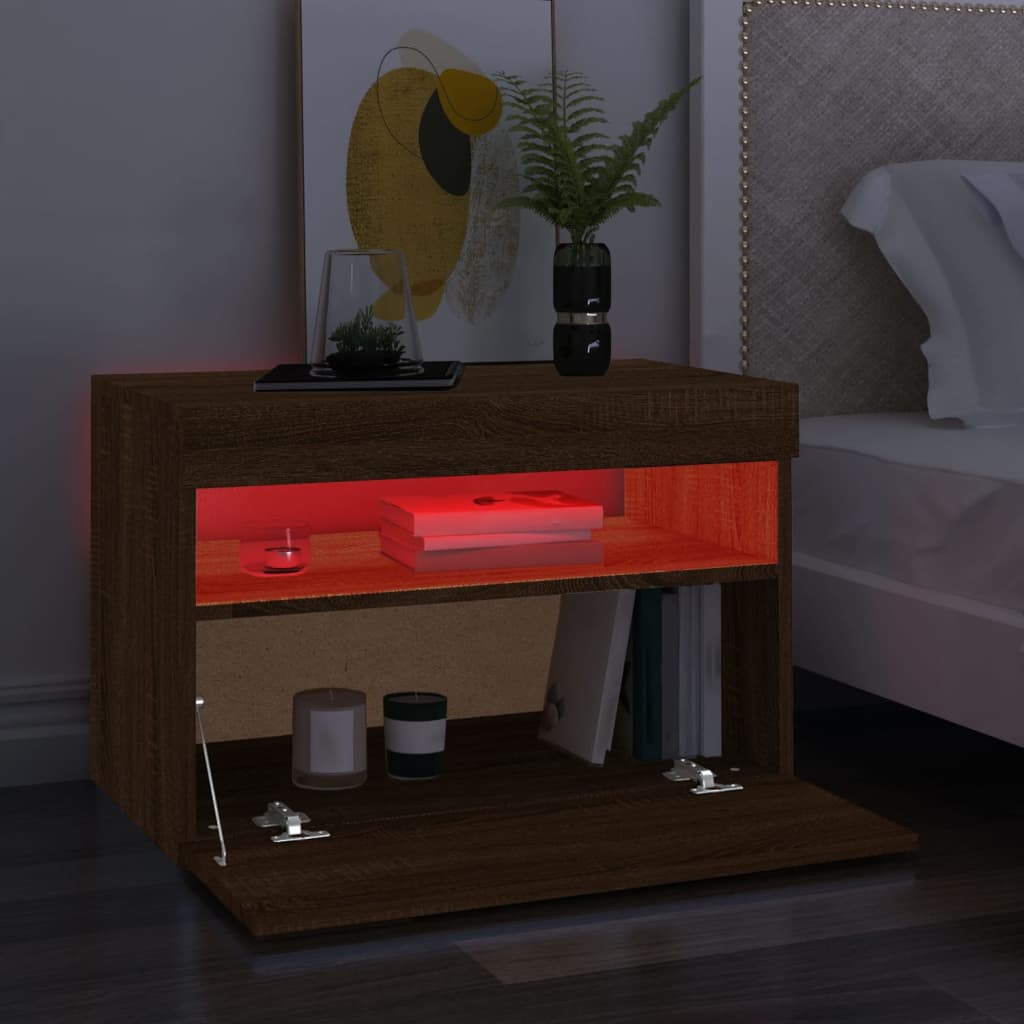 Meuble TV avec lumières LED Chêne marron 60x35x40 cm