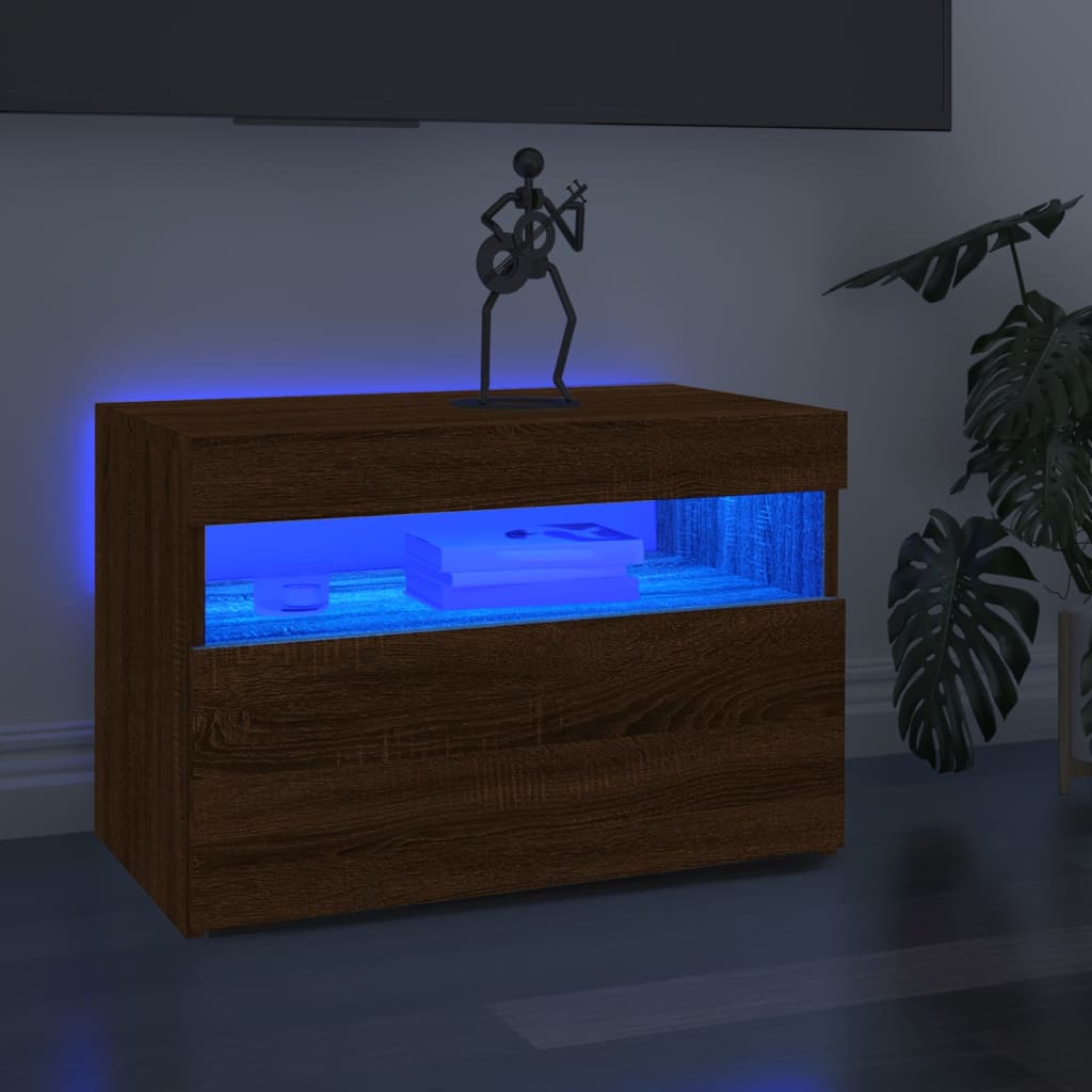 Meuble TV avec lumières LED Chêne marron 60x35x40 cm