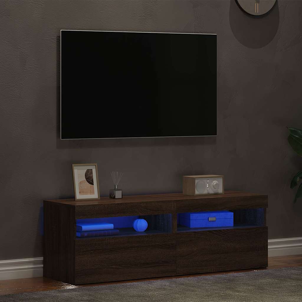 Meubles TV 2 pcs avec lumières LED Chêne marron 60x35x40 cm