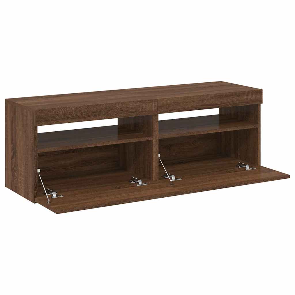 Meubles TV 2 pcs avec lumières LED Chêne marron 60x35x40 cm